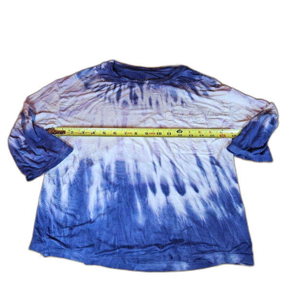 Wallflower Junior M 3/4 Sleeve Tie Dye White & Purple Top - Picture 2 of 5